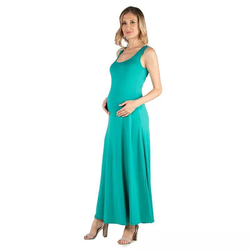 Maternity 24Seven Comfort Apparel Slim Fit A-Line Sleeveless Maxi Dress, Women's, Size: XL-Mat, Blue Product Image