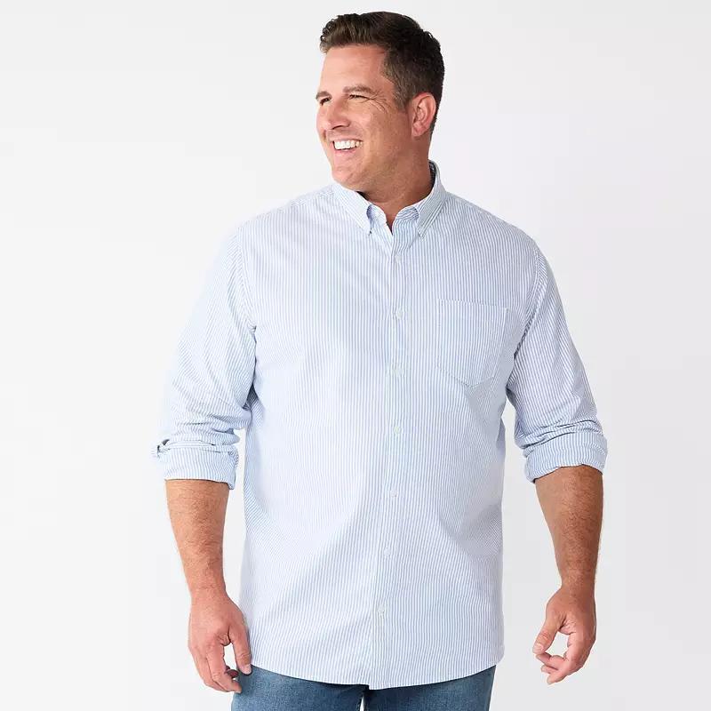 Big & Tall Sonoma Goods For Life® Perfect Length Button-Down Shirt, Men's, Size: Large Tall, Gingham White Navy Product Image