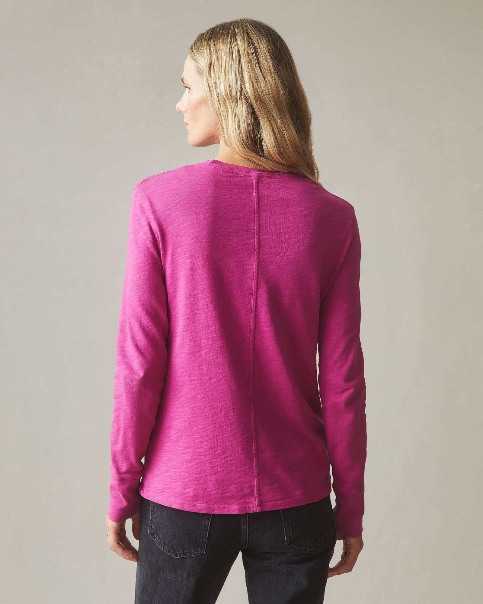 Premium Slub Crew Tee Long Sleeve - Festive Fuchsia Product Image
