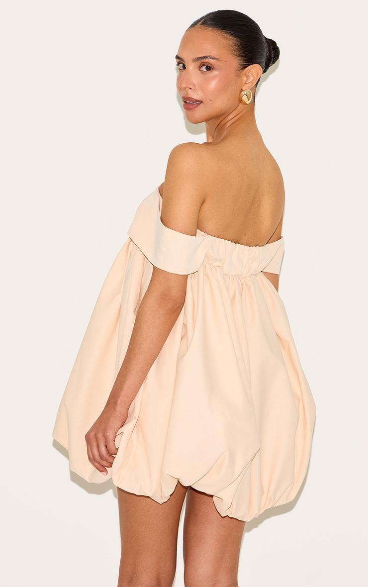 Petite Peach Bardot Puffball Mini Dress Product Image