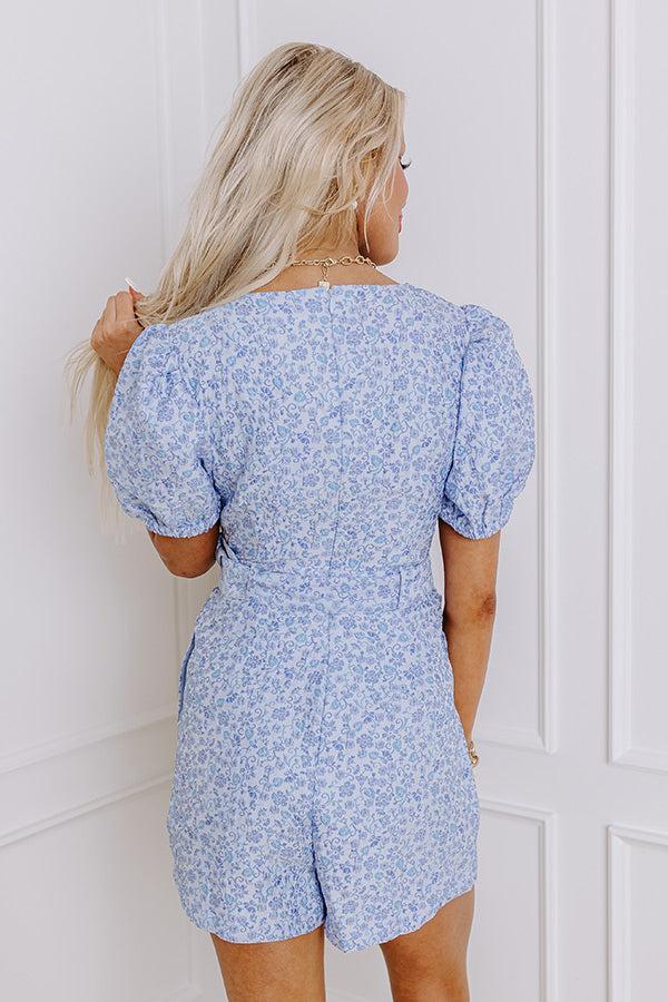 Garden Gorgeous Jacquard Romper in Blue Product Image