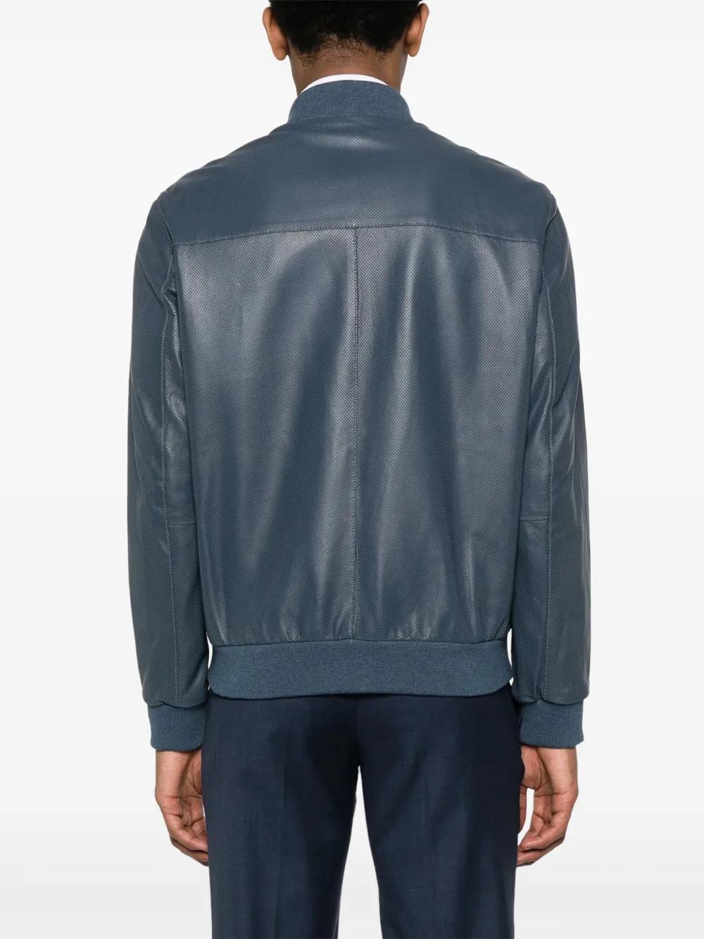 perforated leather bomber jacket Product Image