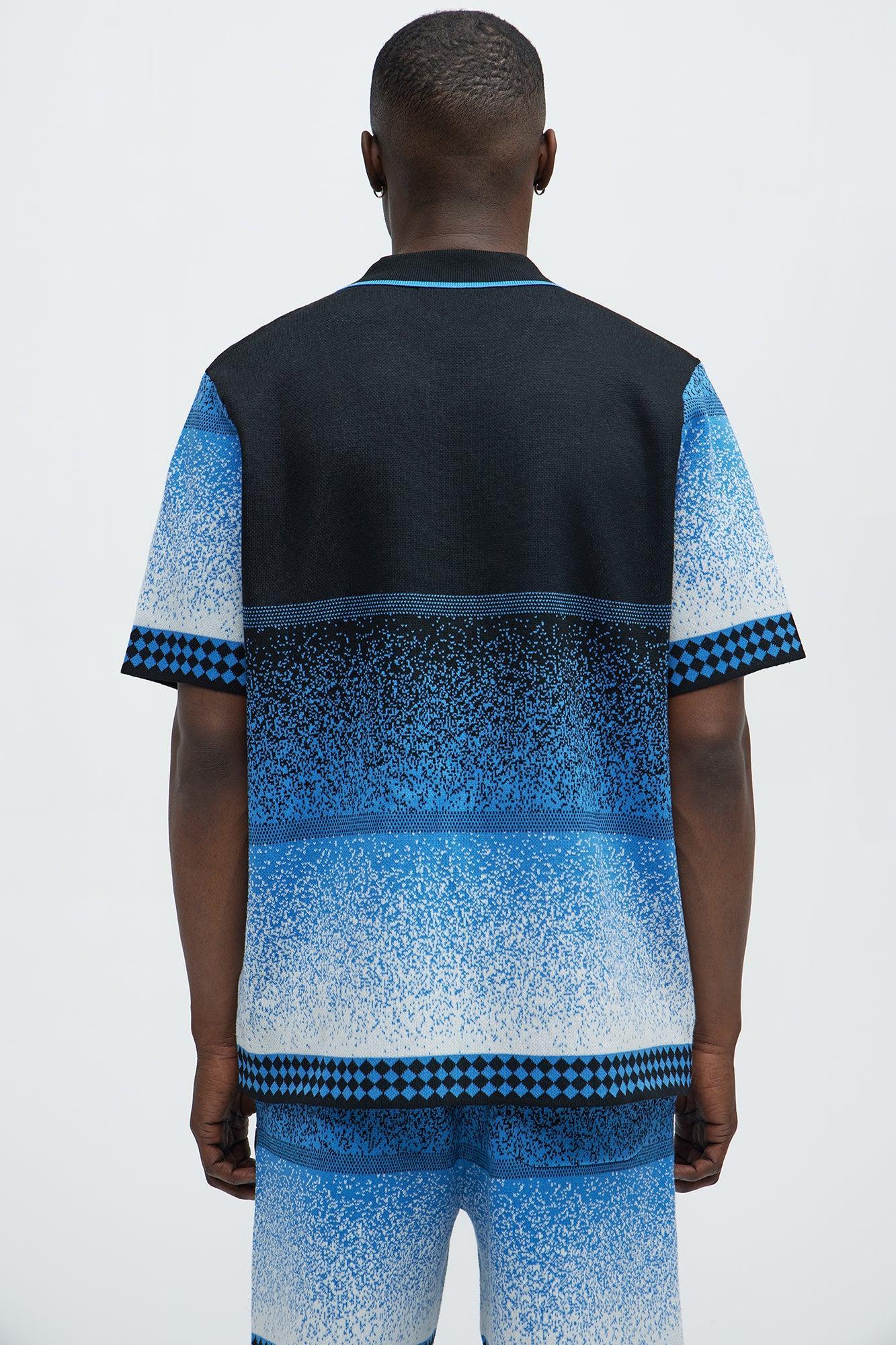 Day To Night Gradient Short Sleeve Knitted Shirt - Multi Color Product Image
