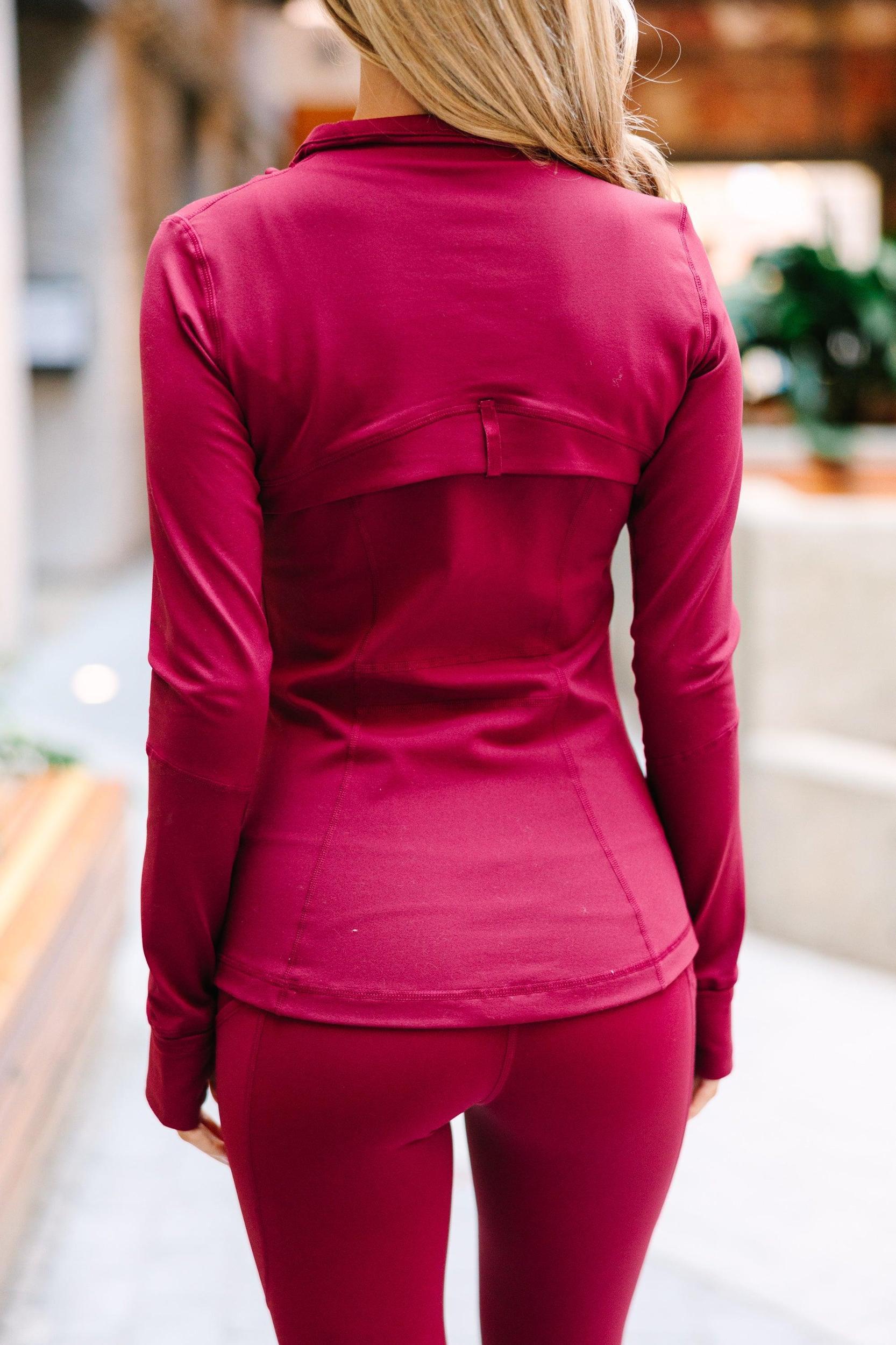 On Your Terms Burgundy Red Jacket Female Product Image