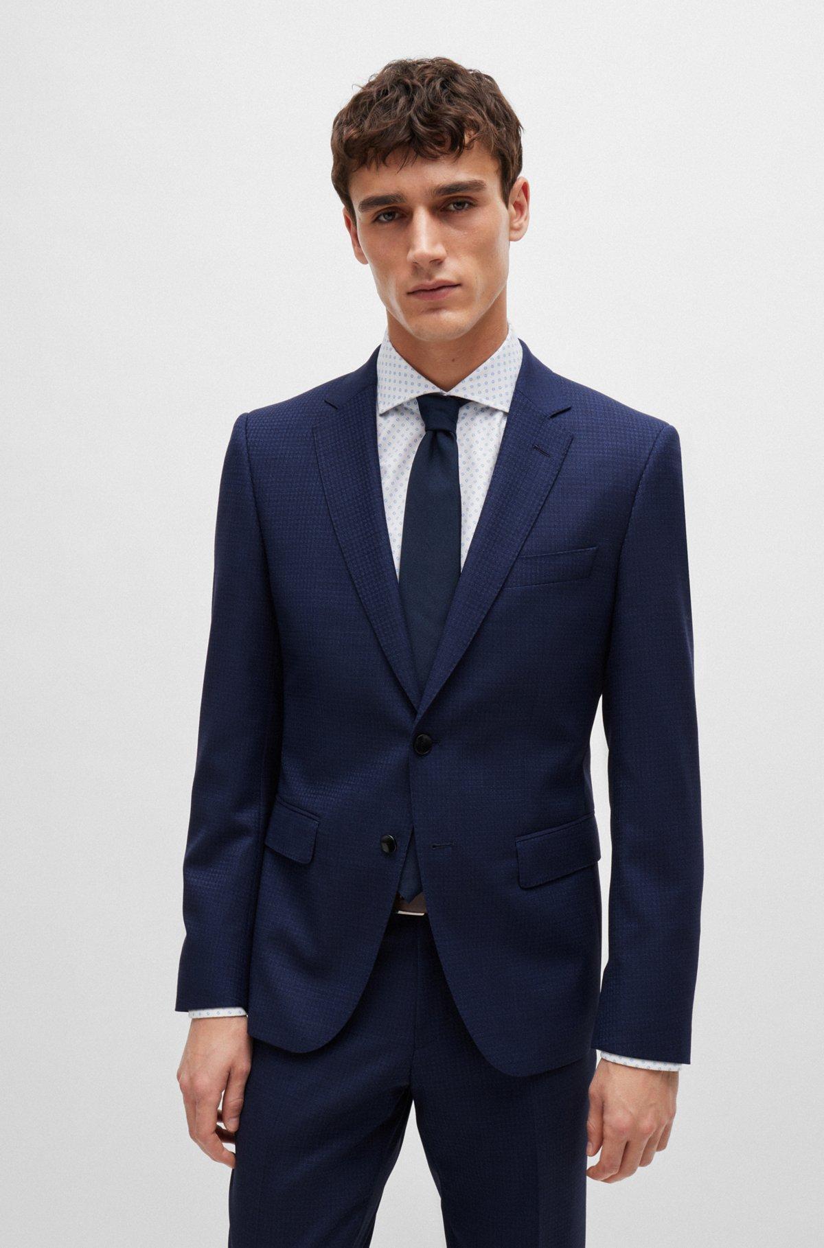 Slim-fit suit in patterned stretch wool Product Image