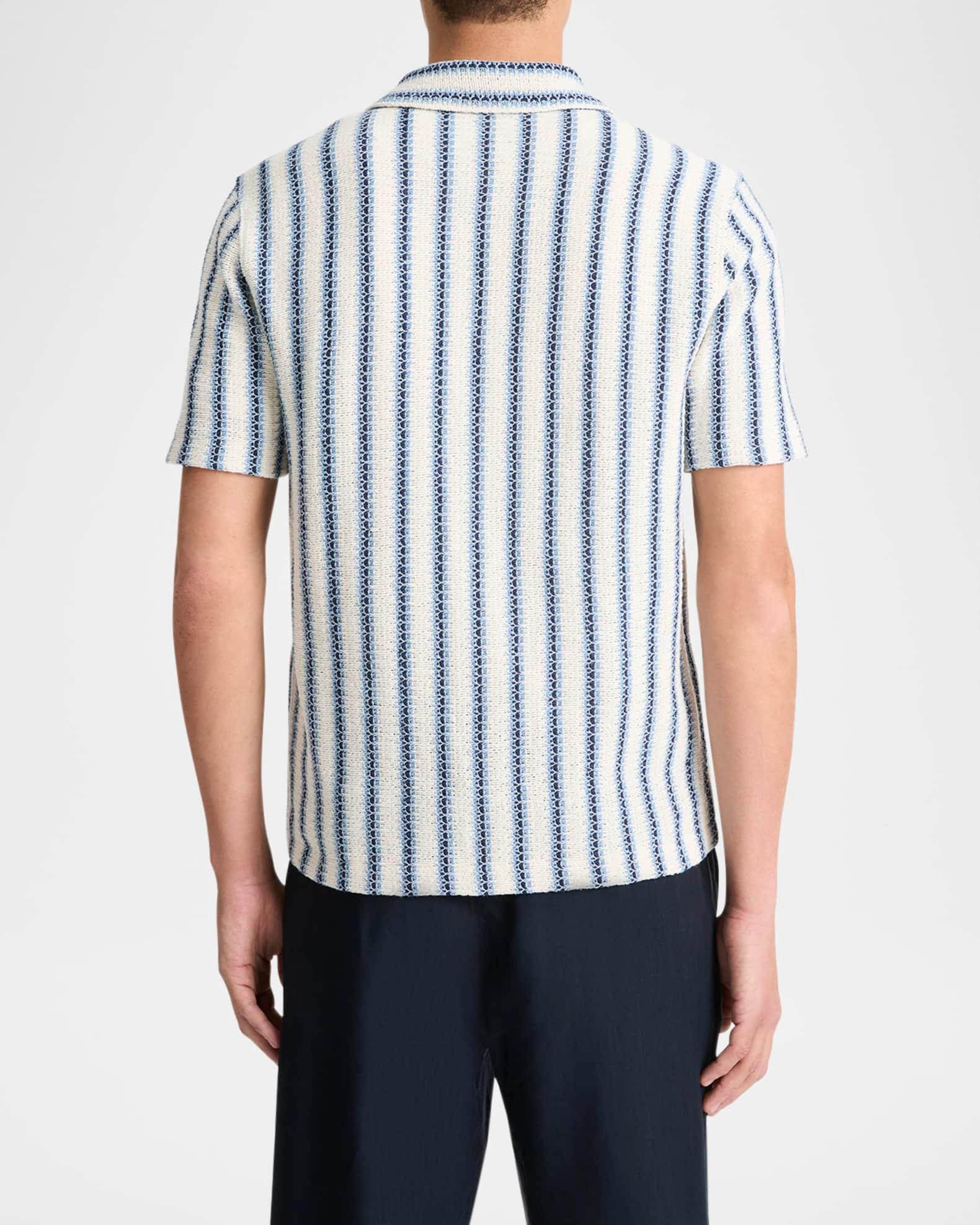 Men's Striped Knit Button-Down Shirt Product Image