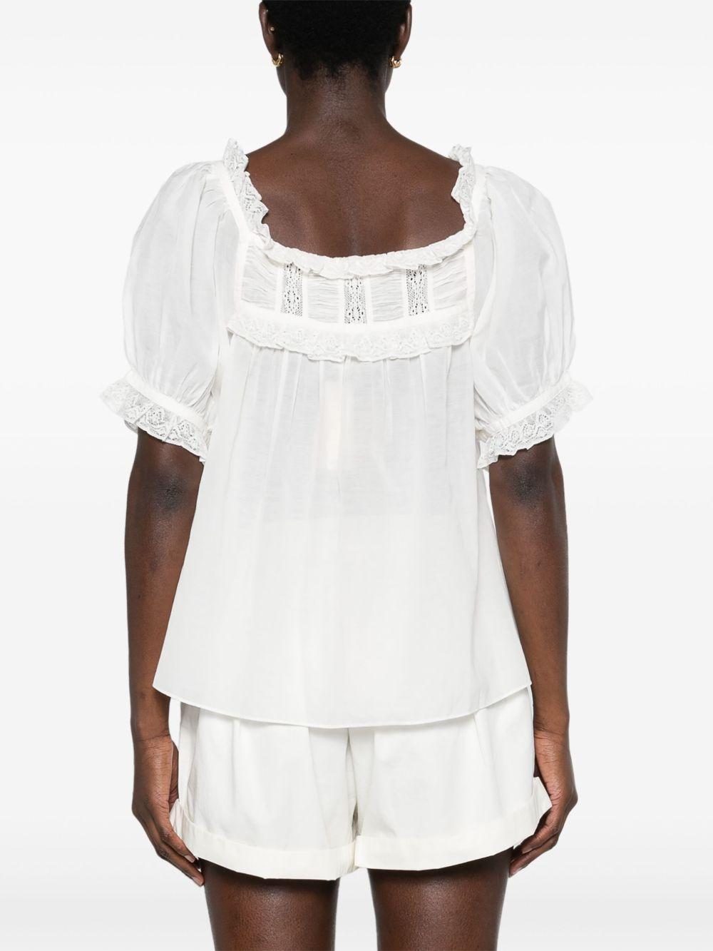 lace-detailed puff-sleeve blouse Product Image