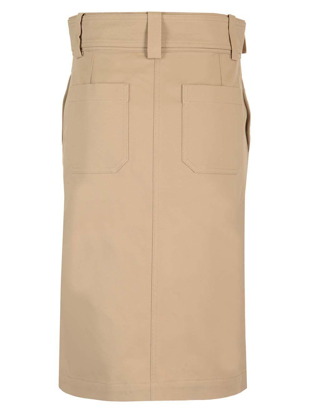 Cotton Gabardine Safari Skirt In Beige Product Image