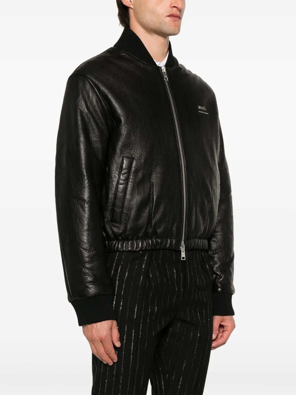 logo-plaque leather jacket Product Image