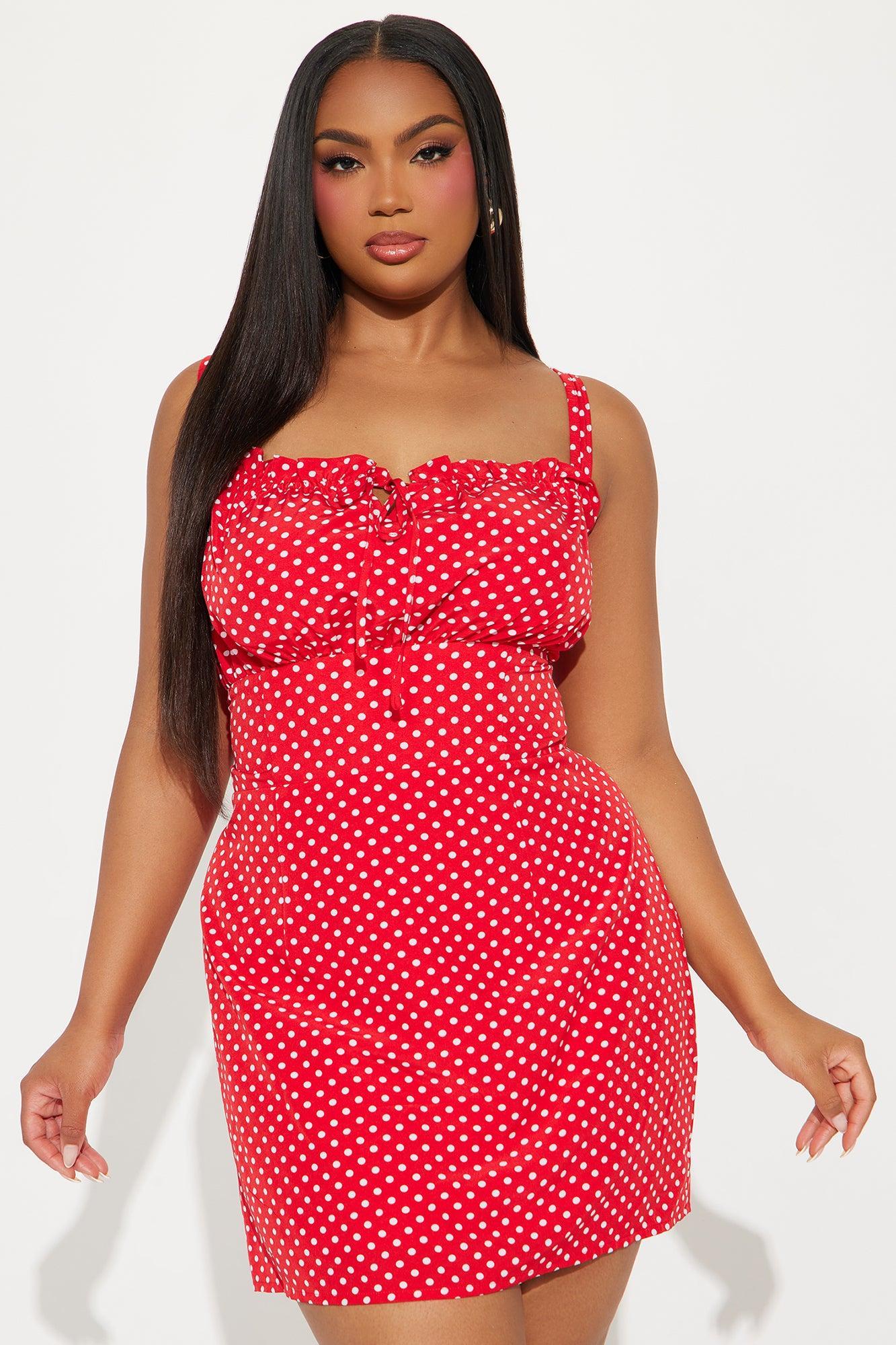 Jenny Polka Dot Micro Mini Dress - Red Product Image