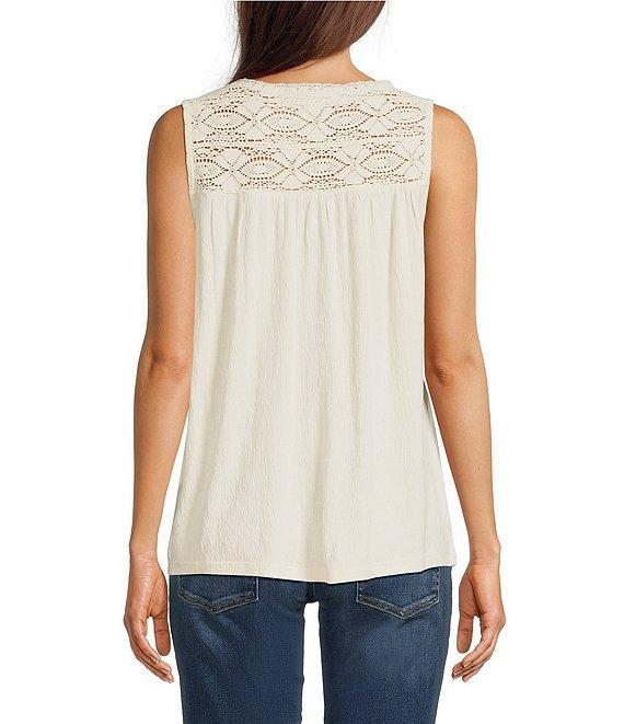 Lucky Brand V-Neck Sleeveless Lace Trim Top Product Image
