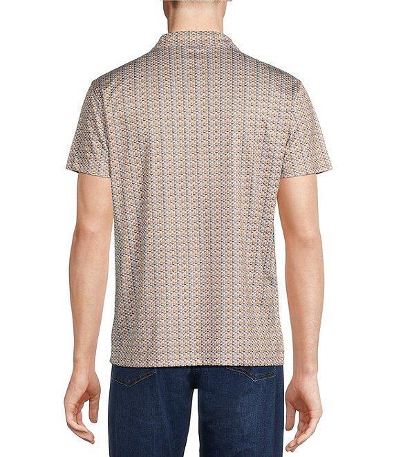 Cremieux Premium Denim Guitar Print Short Sleeve Coat Front Knit Shirt Product Image