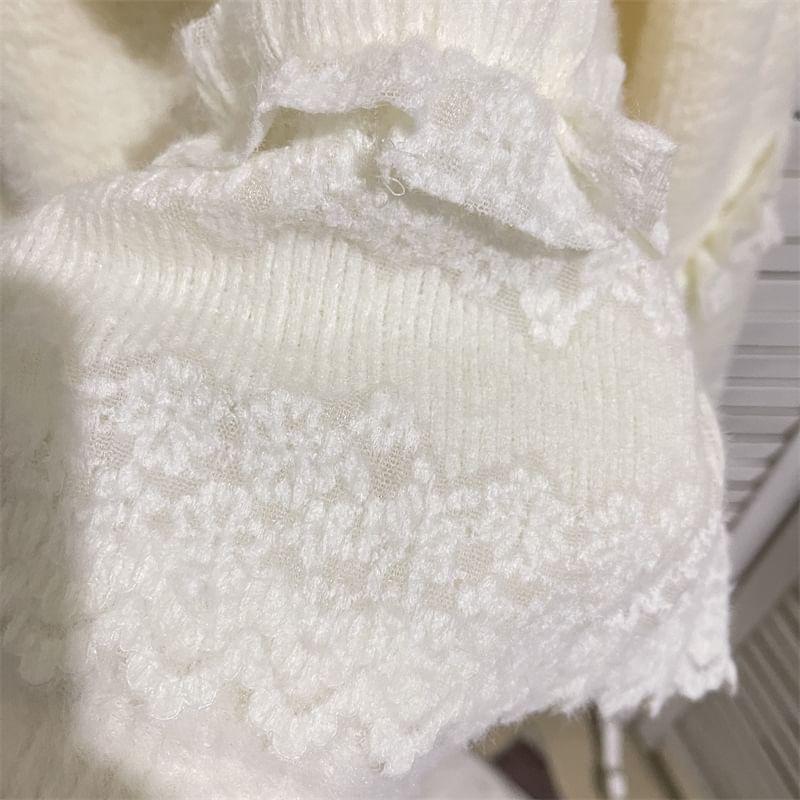 High Waist Plain Ruffle Trim Midi A-Line Skirt Product Image
