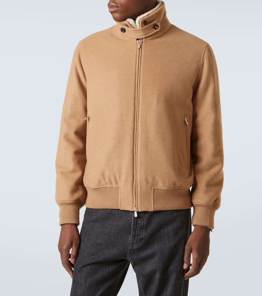 BRUNELLO CUCINELLI Shearling-trimmed Cashmere Jacket In Brown Product Image