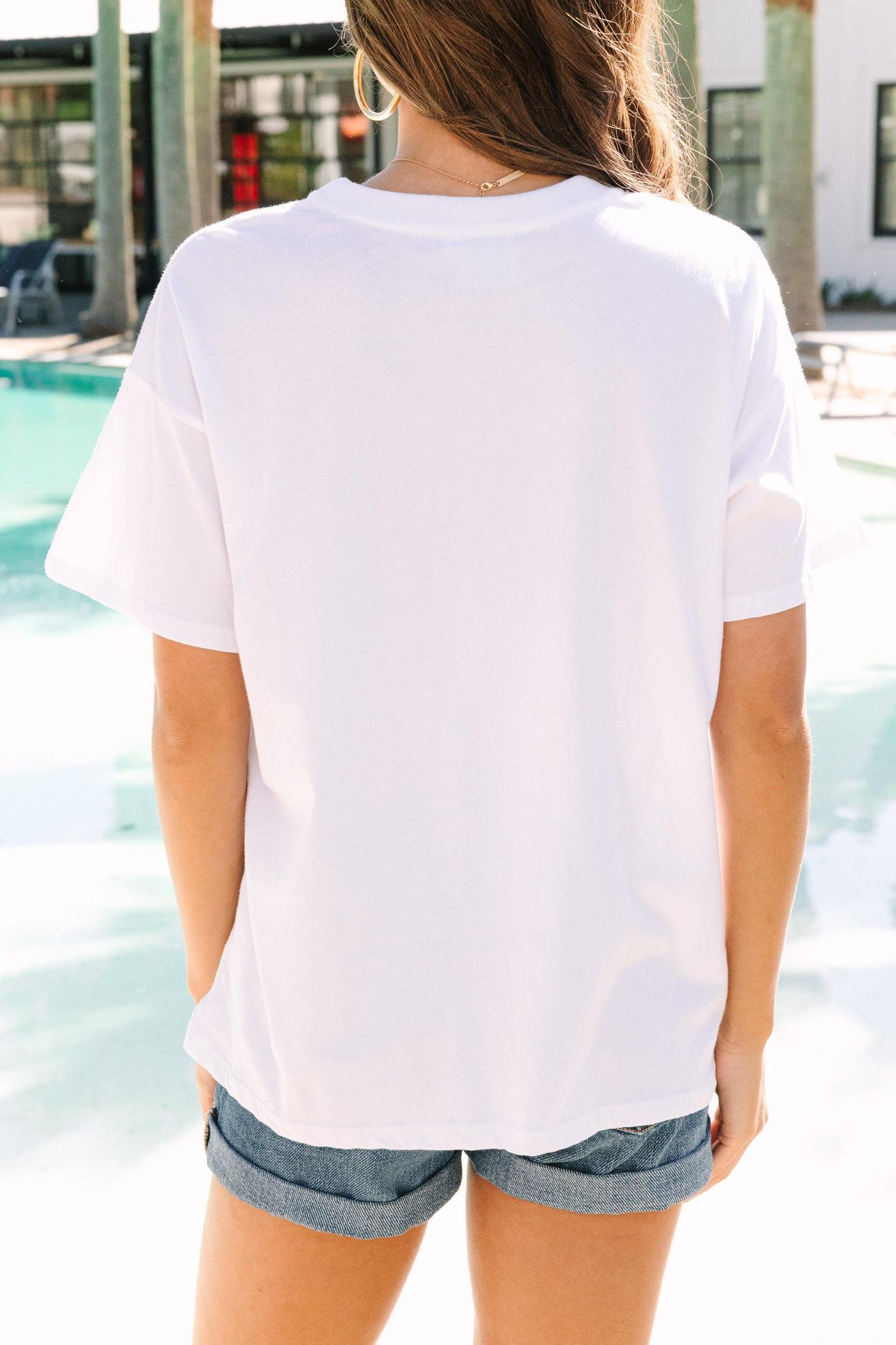 Here For The Fireworks White Graphic Tee Female Product Image