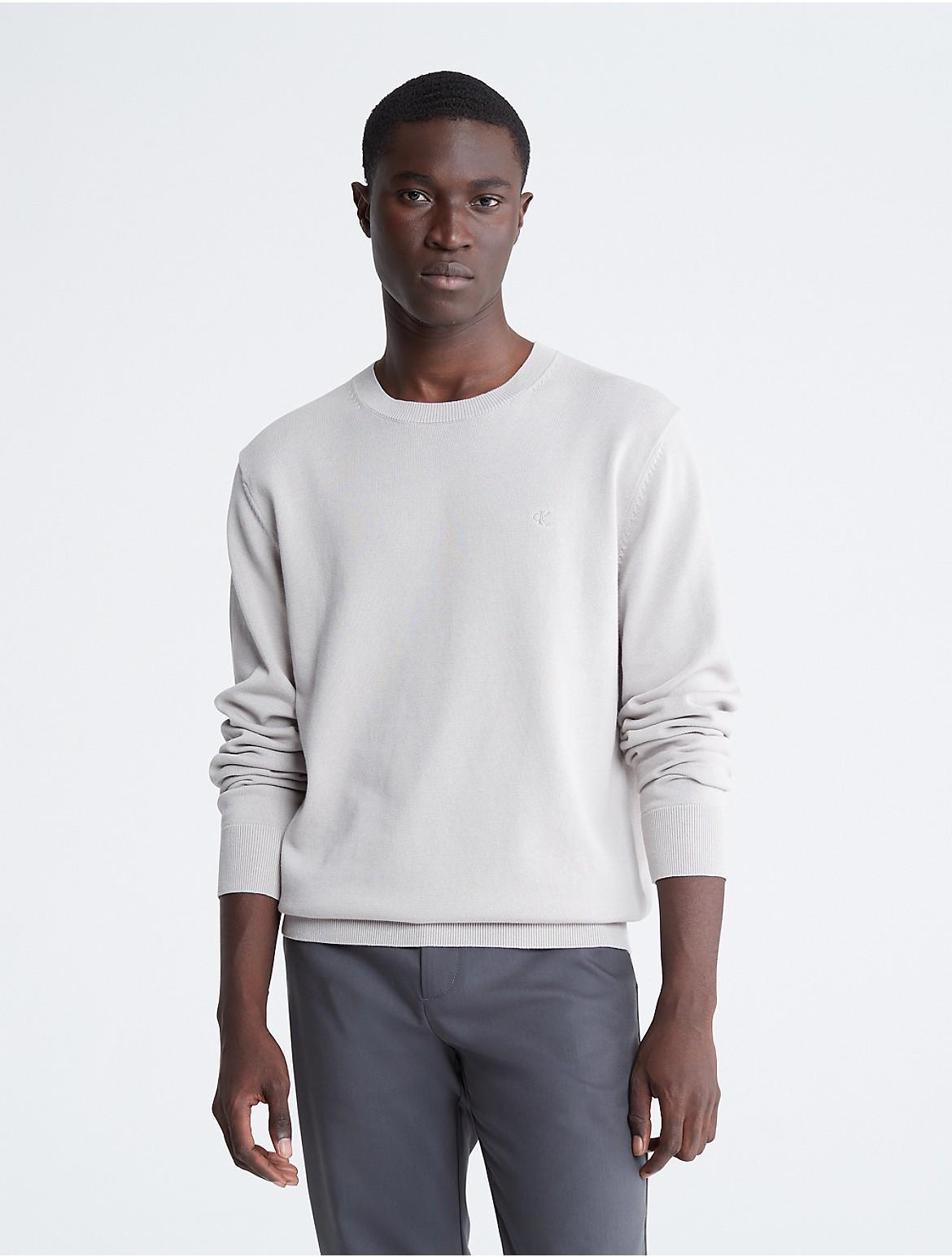 Calvin Klein Men's Smooth Cotton Sweater - Grey - XL Product Image
