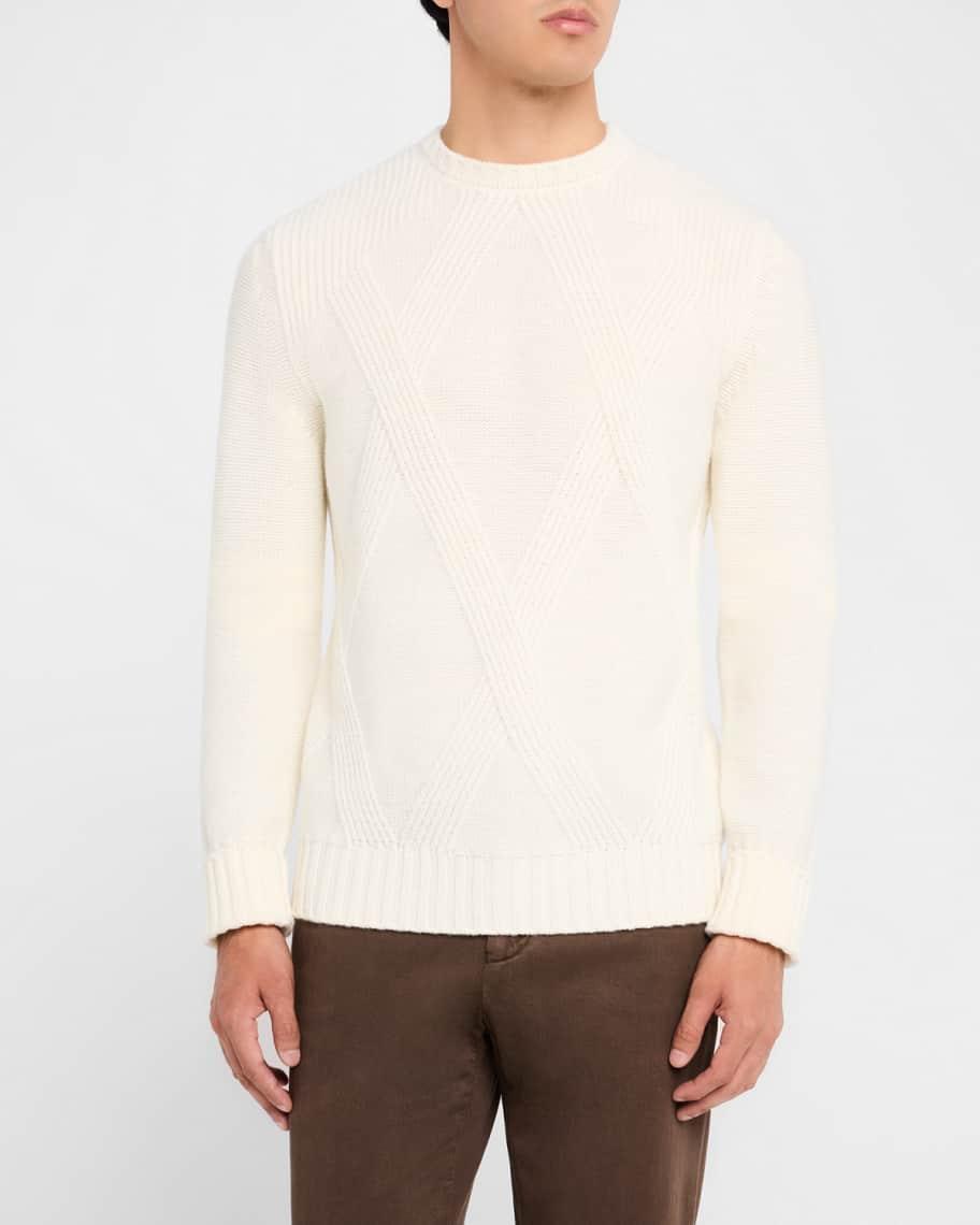 Mens Wool Argyle Jacquard Crewneck Sweater Product Image