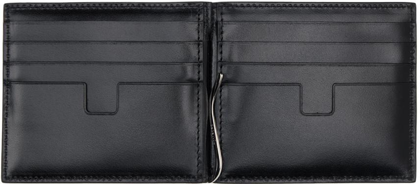 TOM FORD Black Shiny Printed Croc T Line Money Clip Wallet Product Image