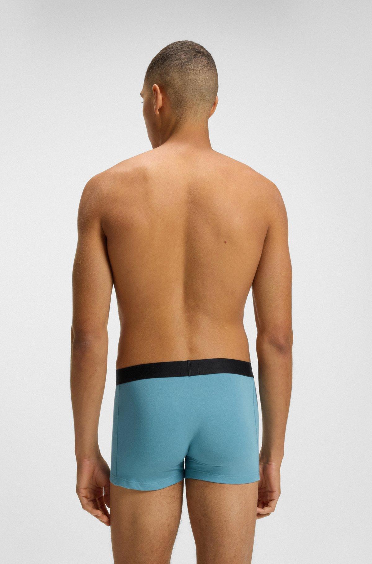 BOSS - Three-pack of stretch-cotton trunks with logo waistbands - Patterned Product Image