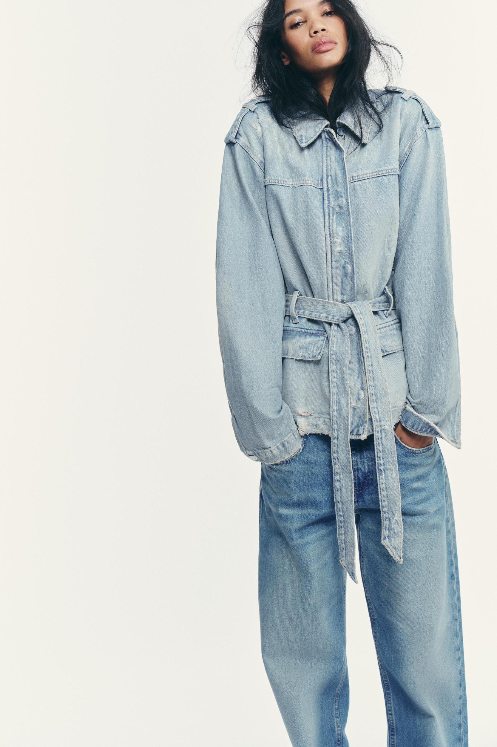 BELTED TRF DENIM JACKET Product Image