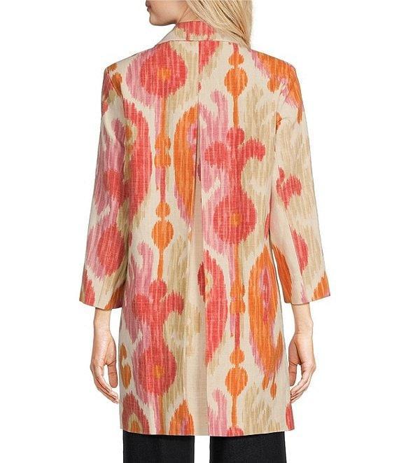 J.McLaughlin Deirdre Printed Linen Blend Point Collar 3/4 Sleeve Coat Product Image
