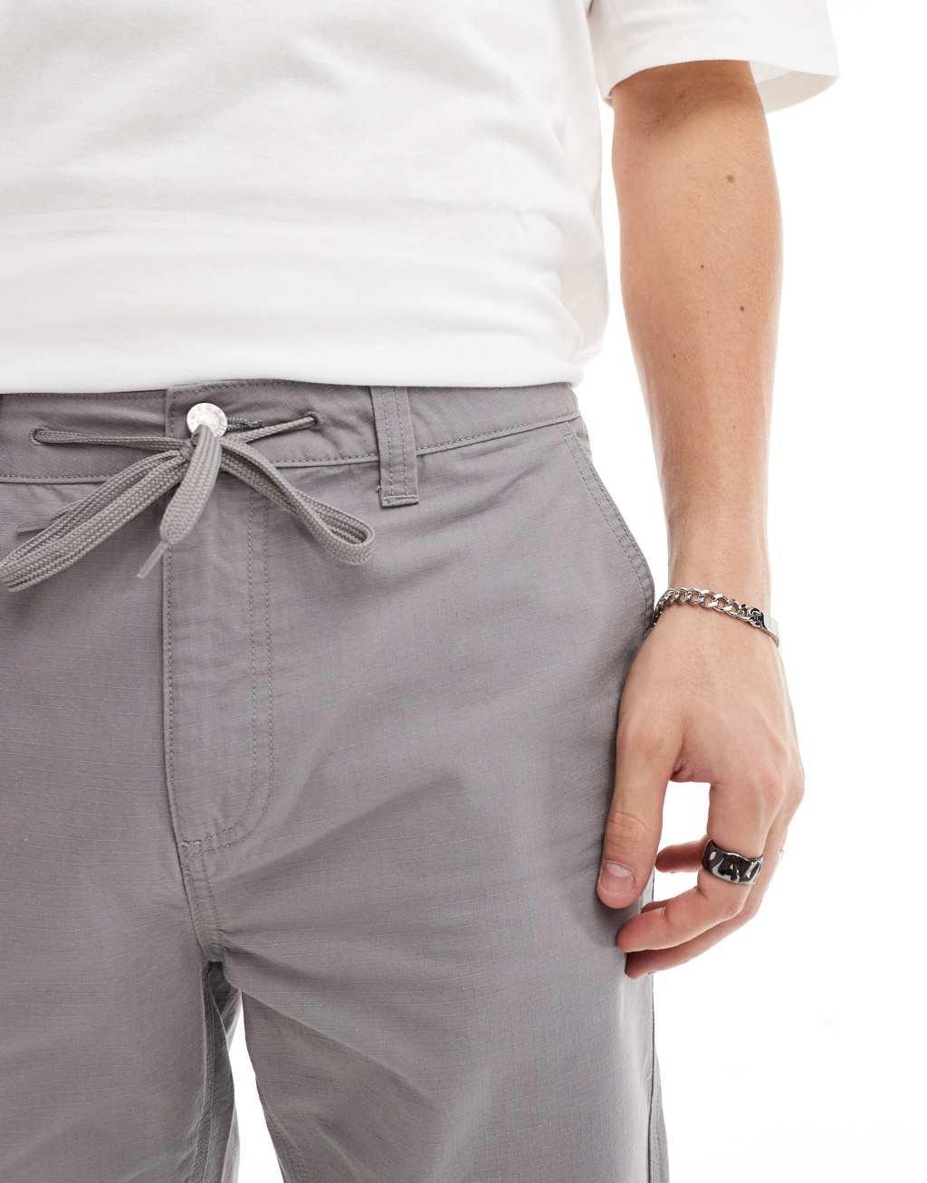 ASOS DESIGN straight fit ripstop pants in gray Product Image