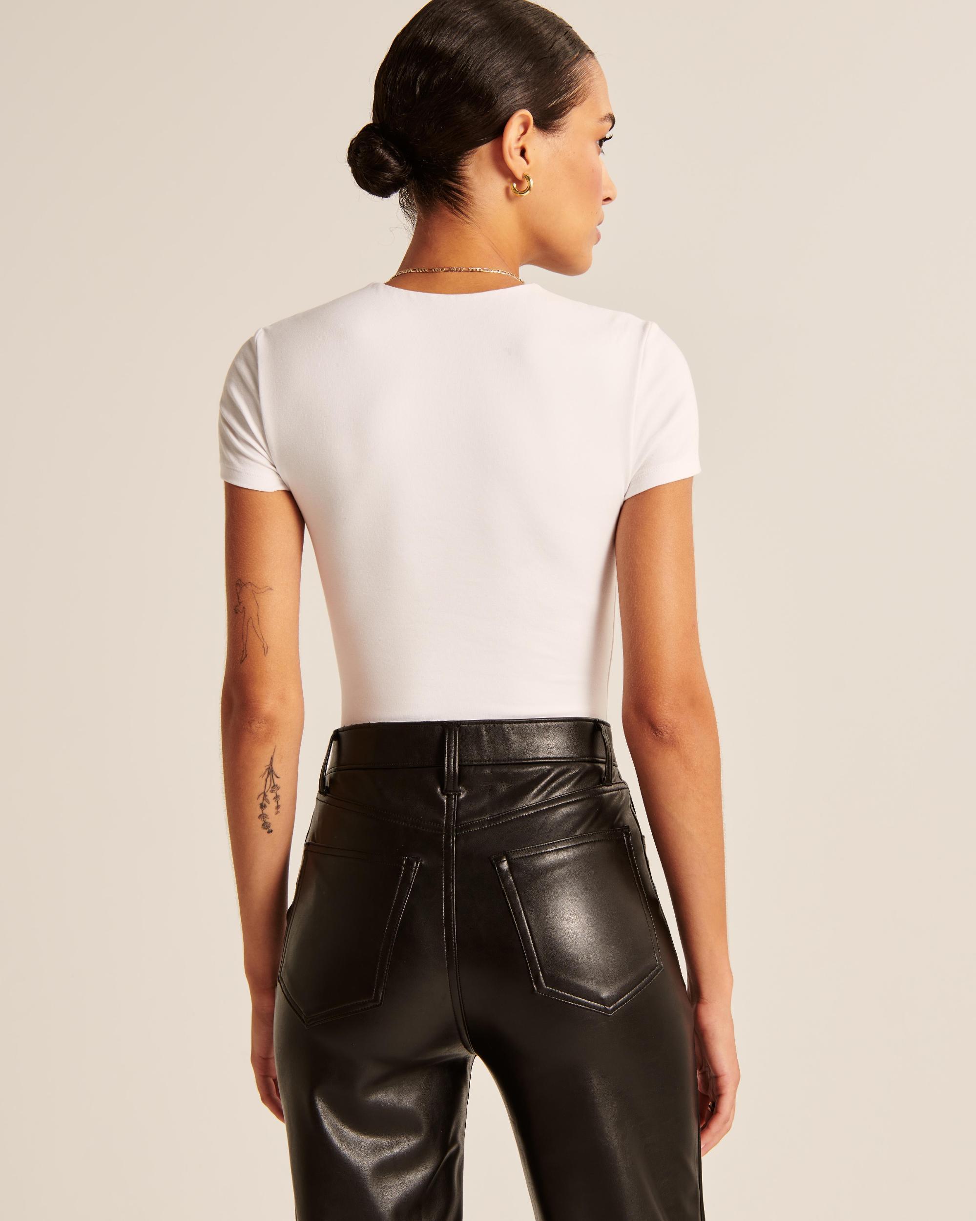 Cotton-Blend Seamless Fabric Tee Bodysuit Product Image