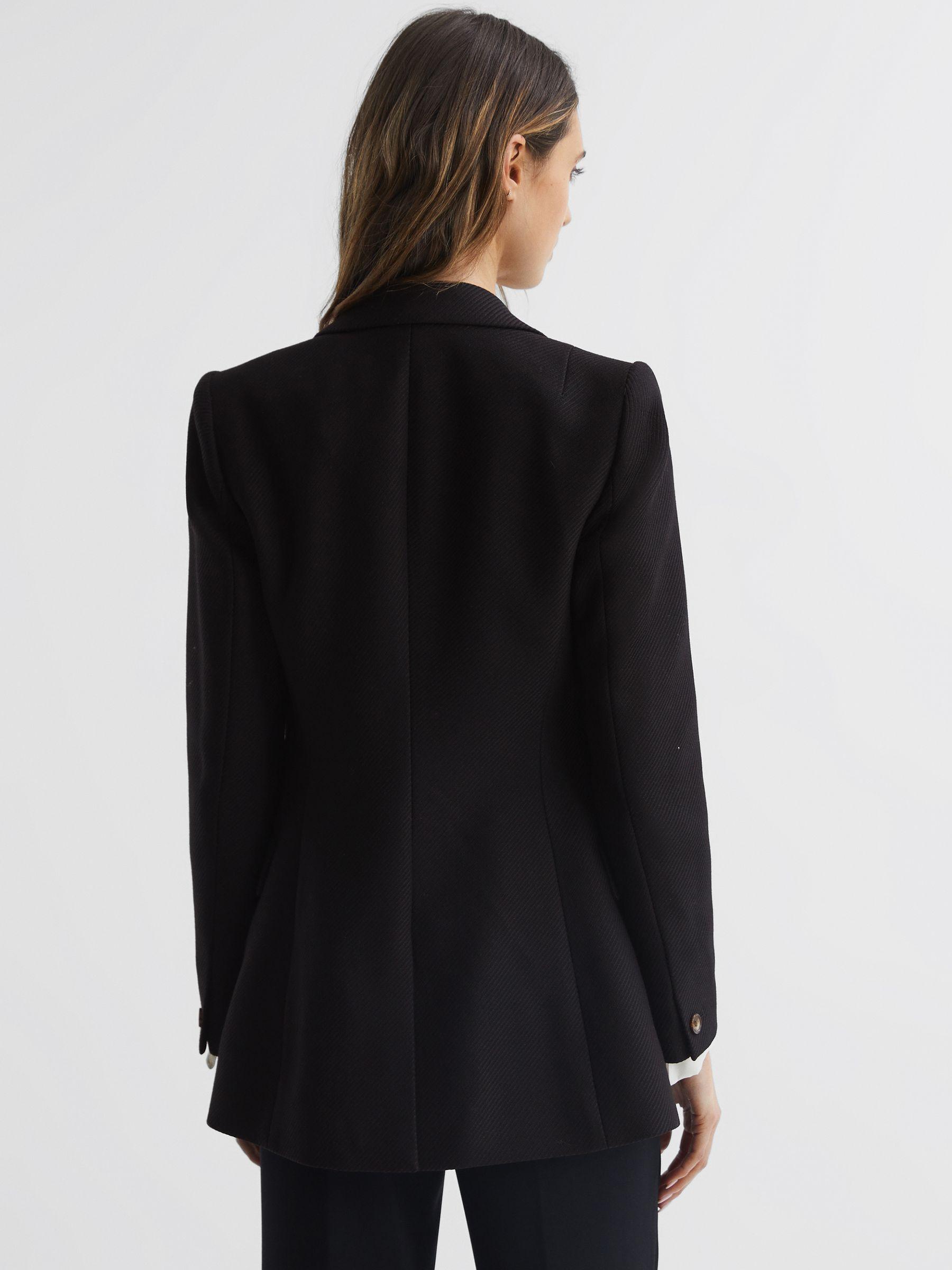 Double Breasted Twill Blazer in Black Product Image