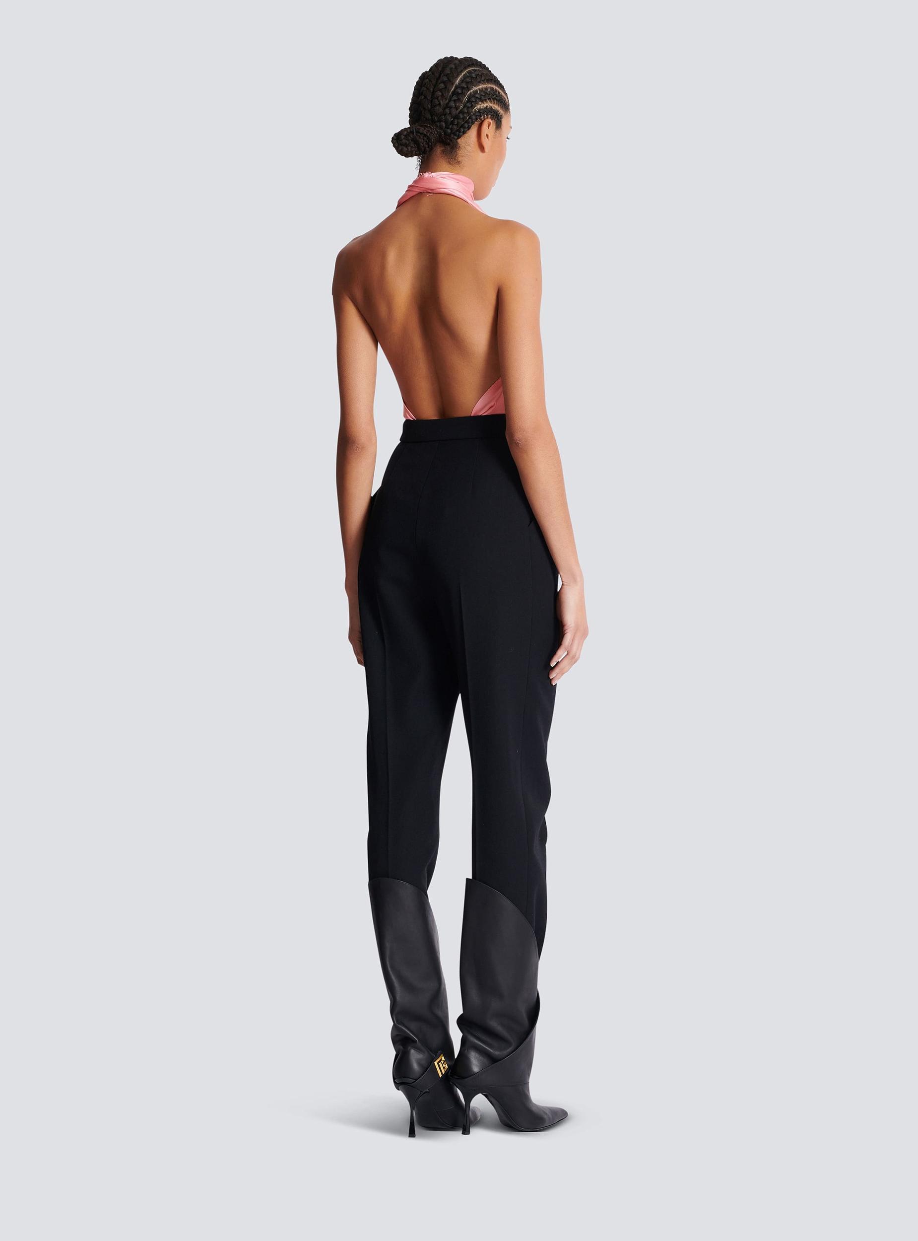High-waisted grain de poudre trousers Product Image
