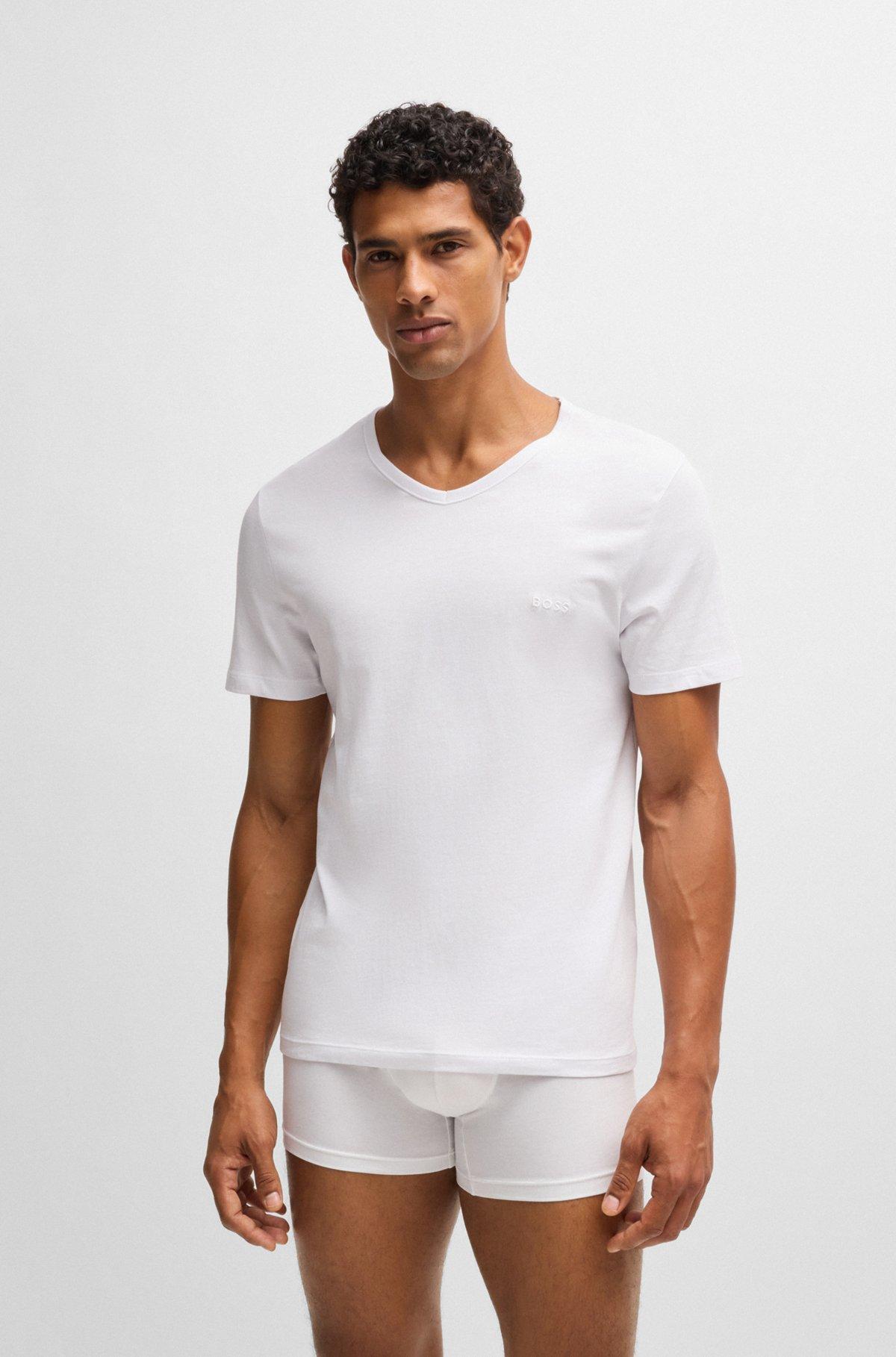 Three-pack of V-neck T-shirts in cotton jersey Product Image