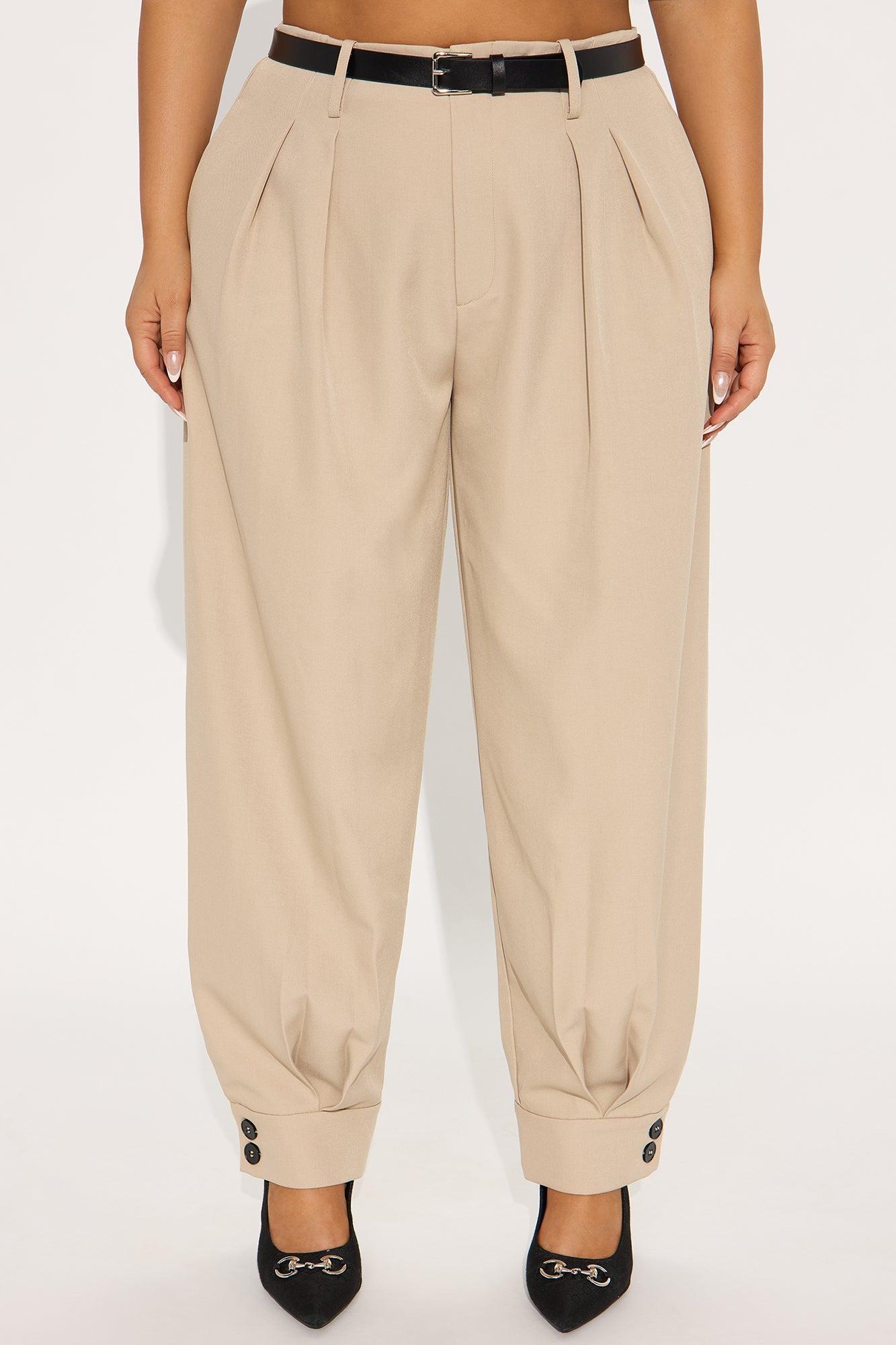 Helena Belted Trouser Pant - Khaki Product Image