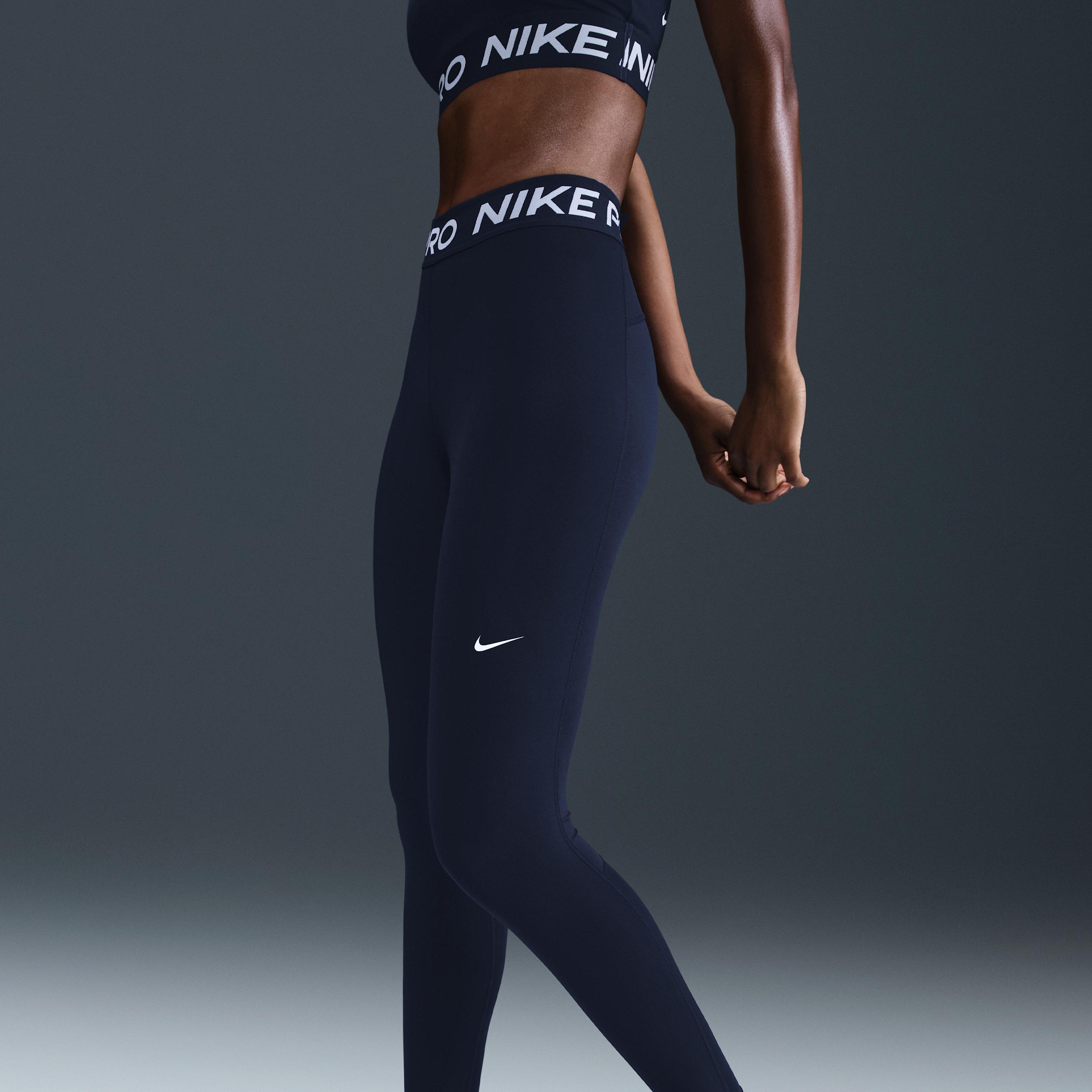 Nike Pro Women's Mid-Rise Mesh-Paneled Leggings Product Image