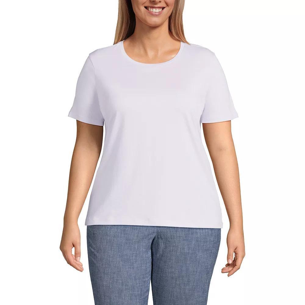 Plus Size Lands' End Relaxed Supima Cotton Crewneck Tee, Women's, Size: 1XL, Pale Yellow Product Image