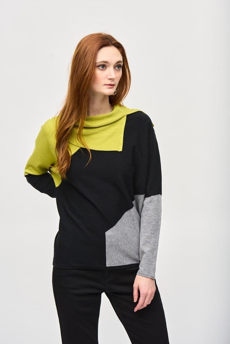Color-Block Jacquard Sweater Top Product Image