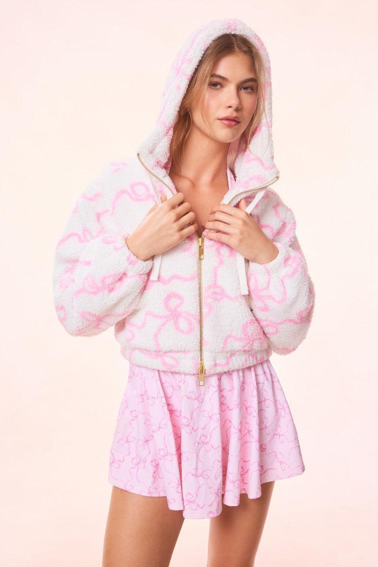 Darcelle Bow Print Teddy Bomber Product Image