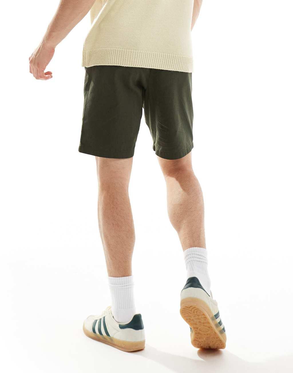 ASOS DESIGN slim stretch chino shorts in khaki  Product Image