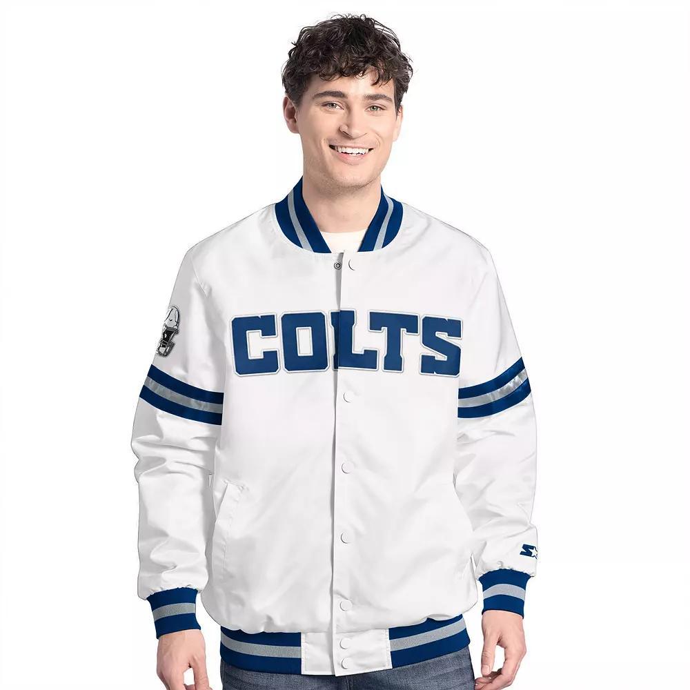 Men's Starter  White Indianapolis Colts Scout Full-Snap Varsity Jacket, Size: XL Product Image
