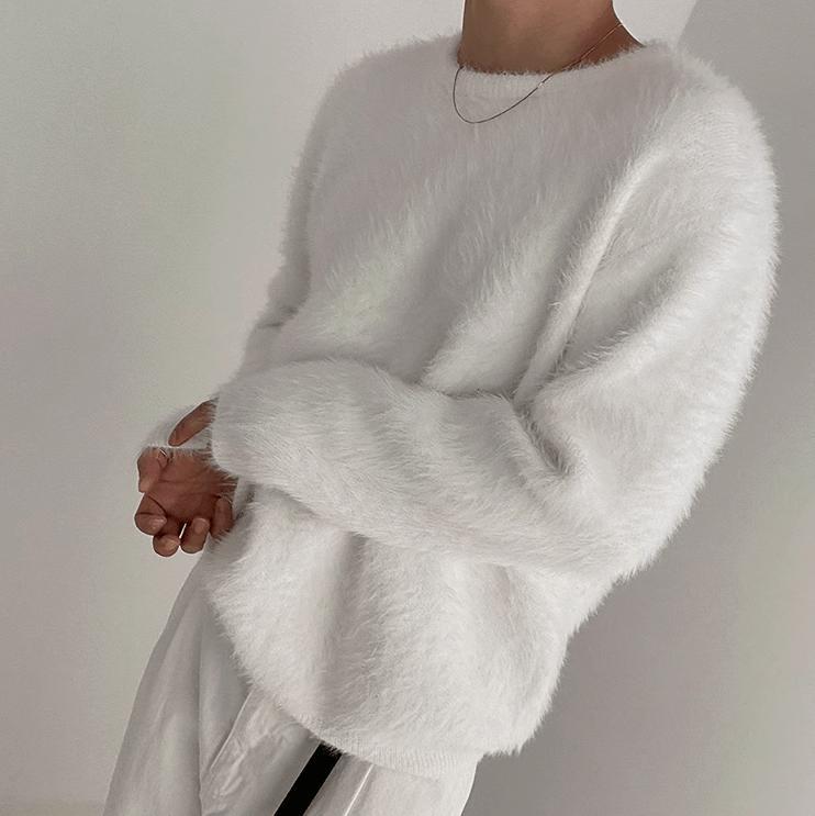 RT No. 10339 MOHAIR KNITTED ROUND NECK SWEATER Product Image