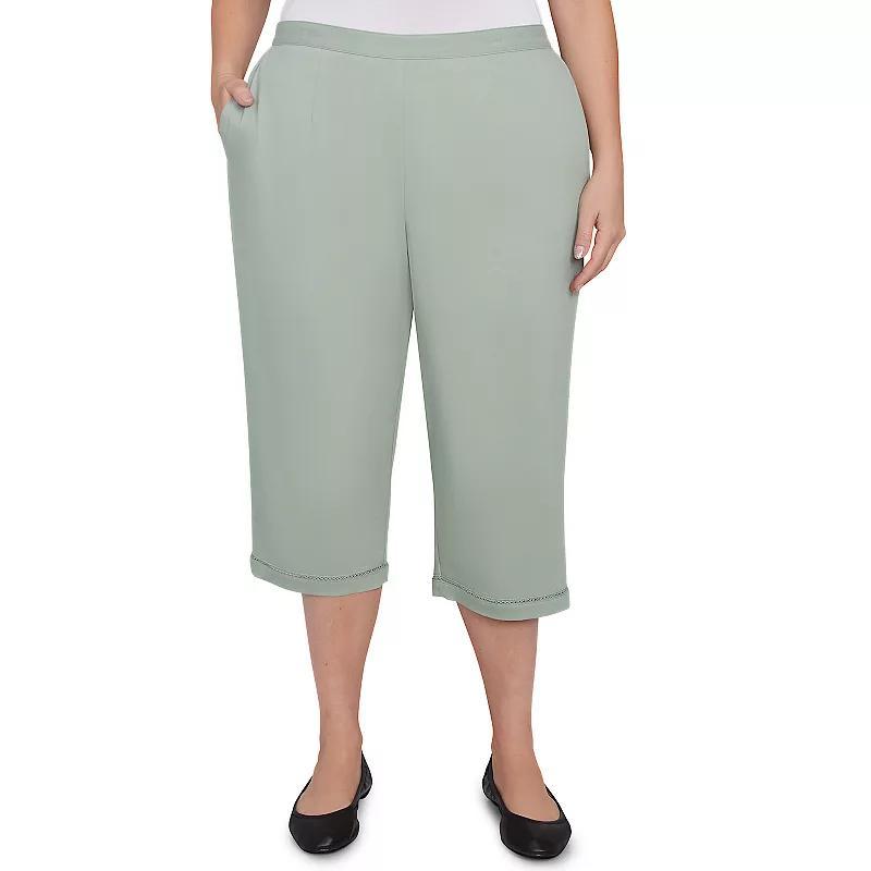 Plus Size Alfred Dunner Relaxed Crochet Hem Capri Pants, Womens Purple Product Image