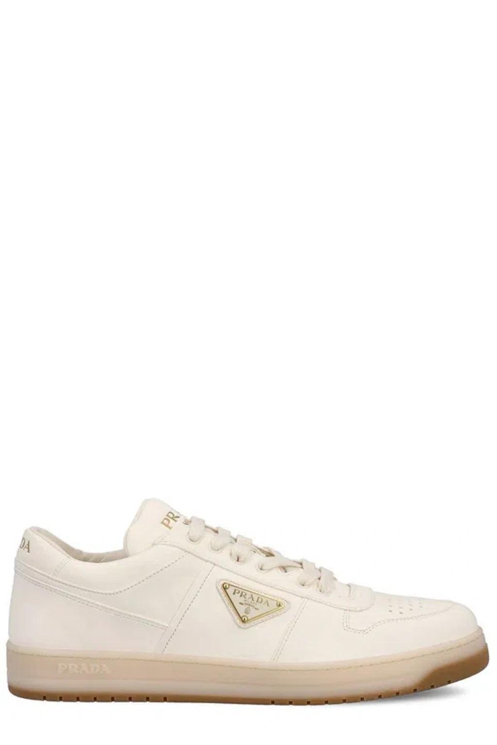 PRADA Leather Low-top Sneakers In Ivory Product Image