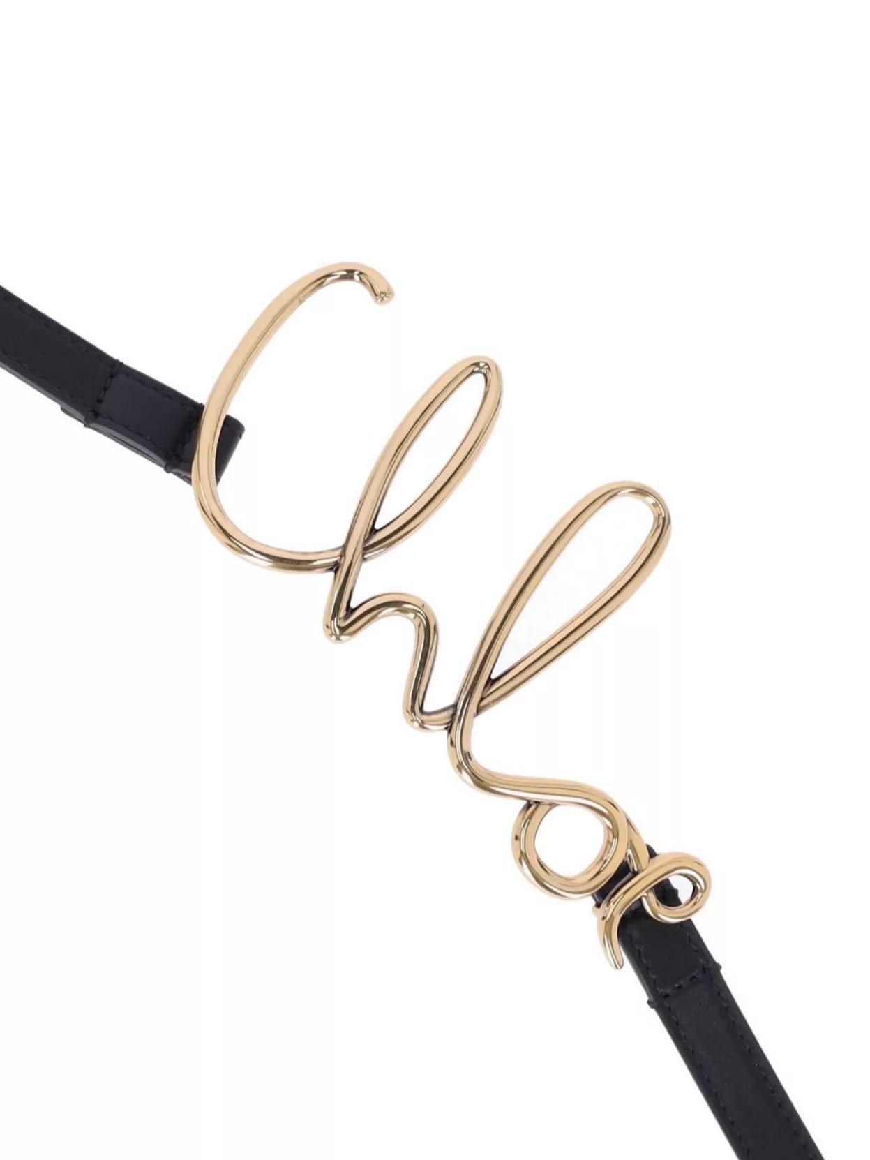 CHLOÉ Iconic Leather Belt Gold-tone Hardware In Black Product Image