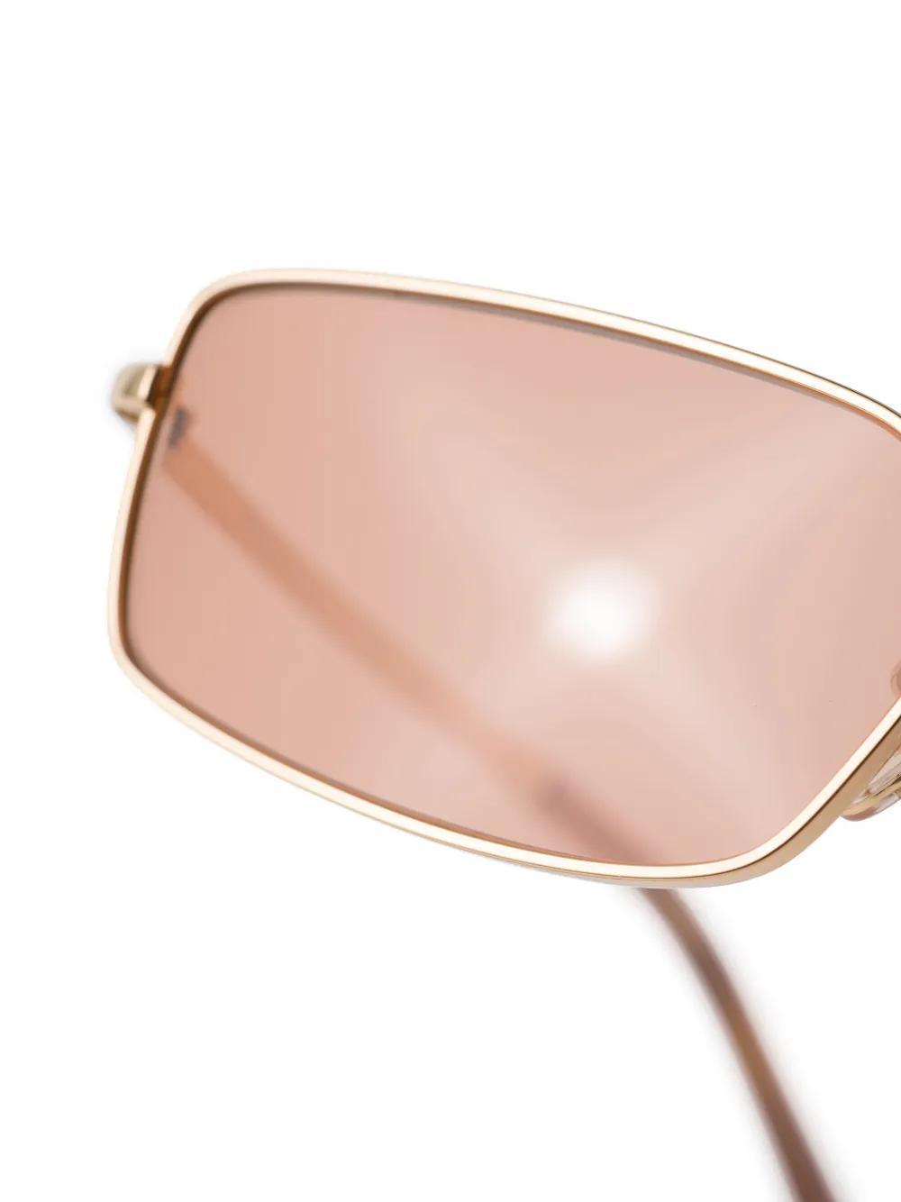 PRADA Thin Rectangle-frame Sunglasses In Gold Product Image