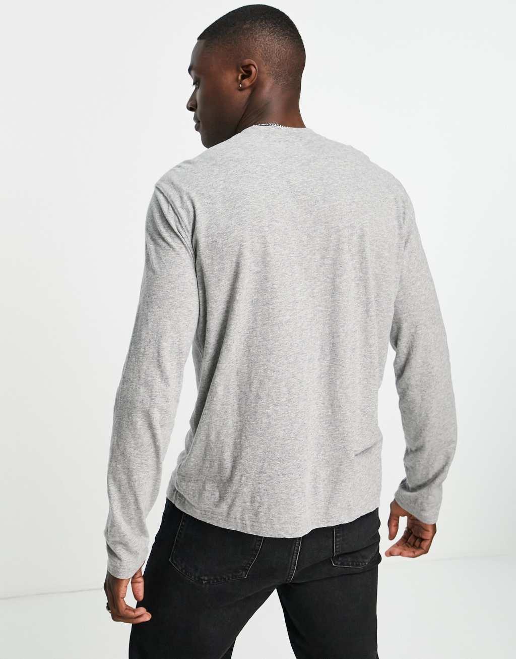 Polo Ralph Lauren icon logo henley long sleeve top in dark vintage heather gray Product Image