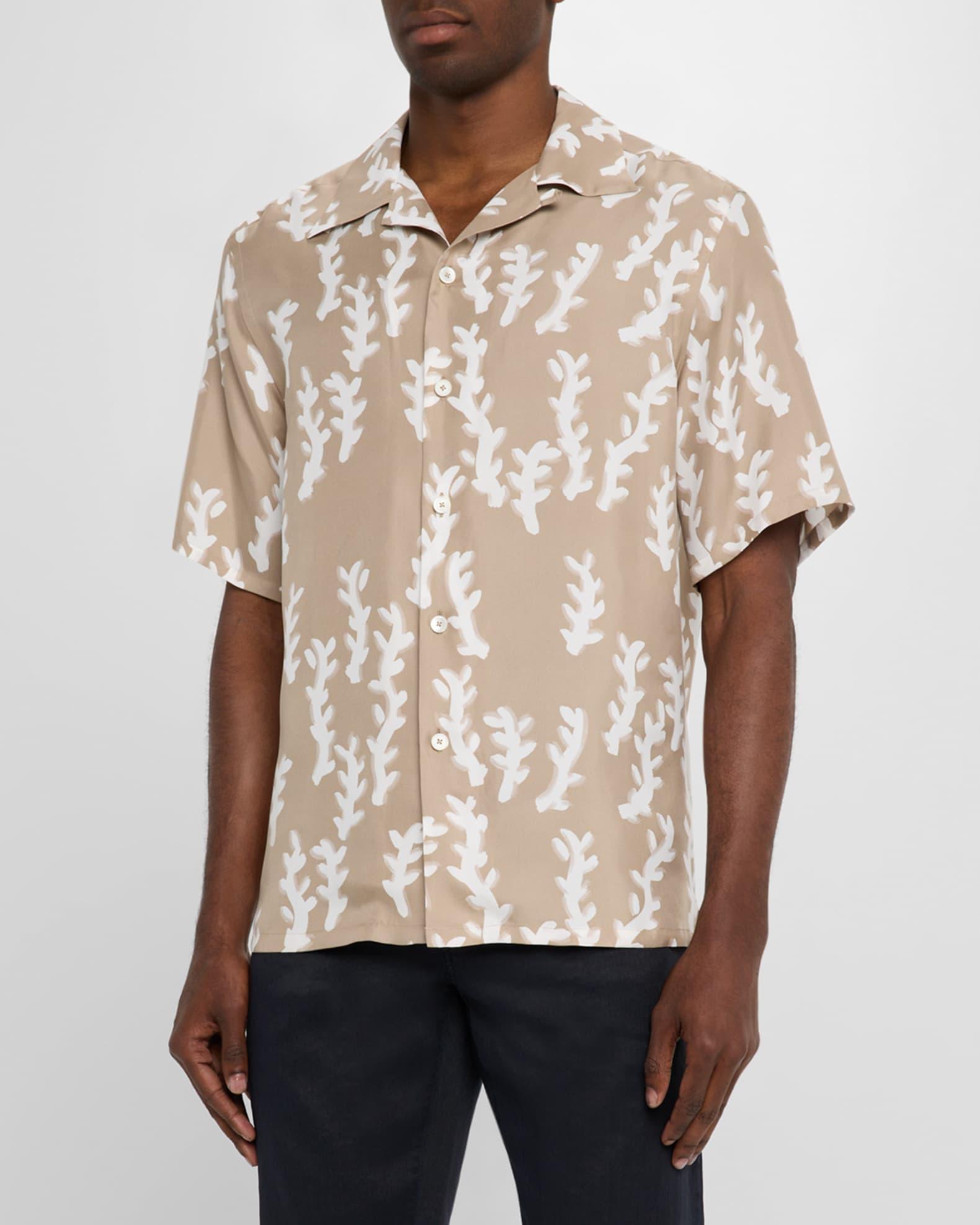 Mens Oasi Linen Printed Short-Sleeve Shirt Product Image