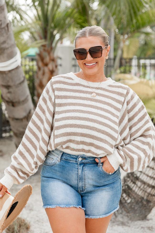A Distant Memory Ivory and Beige Striped Sweater FINAL SALE Product Image