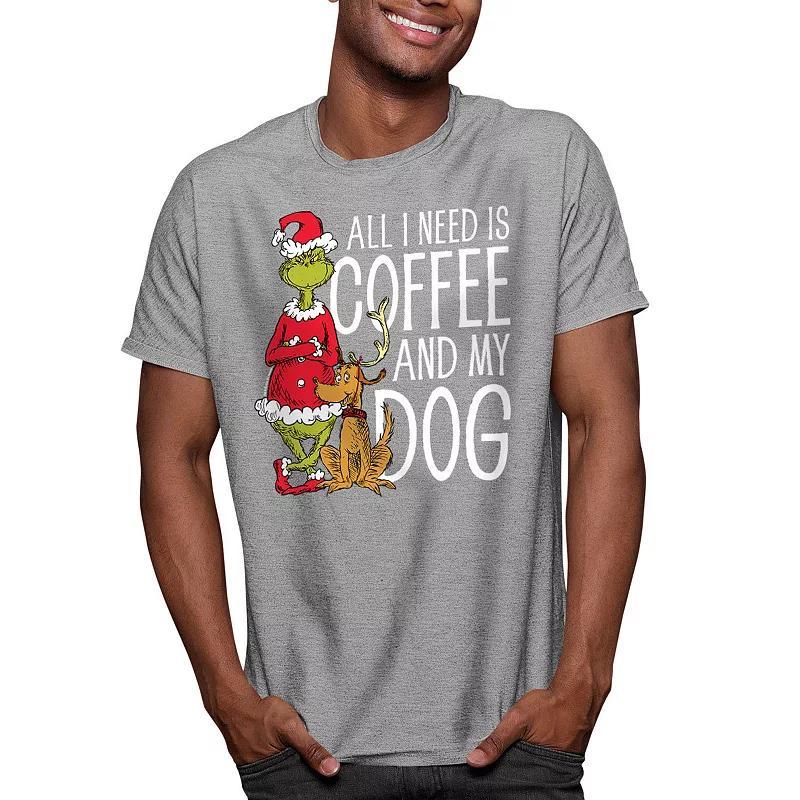 Men's Dr. Seuss The Grinch "All I Need Is Coffee And My Dog" Tee, Size: Small, Blue Product Image