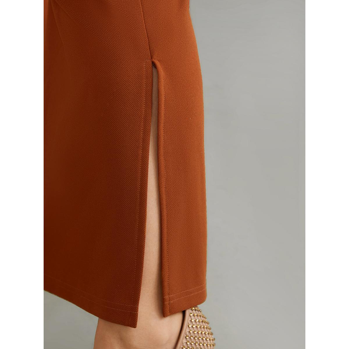 Plus Size Plain Split Side Pocket Pants Women Rust Elegant Flare Leg High Rise Dailywear Pants BloomChic 18-20/2X Product Image