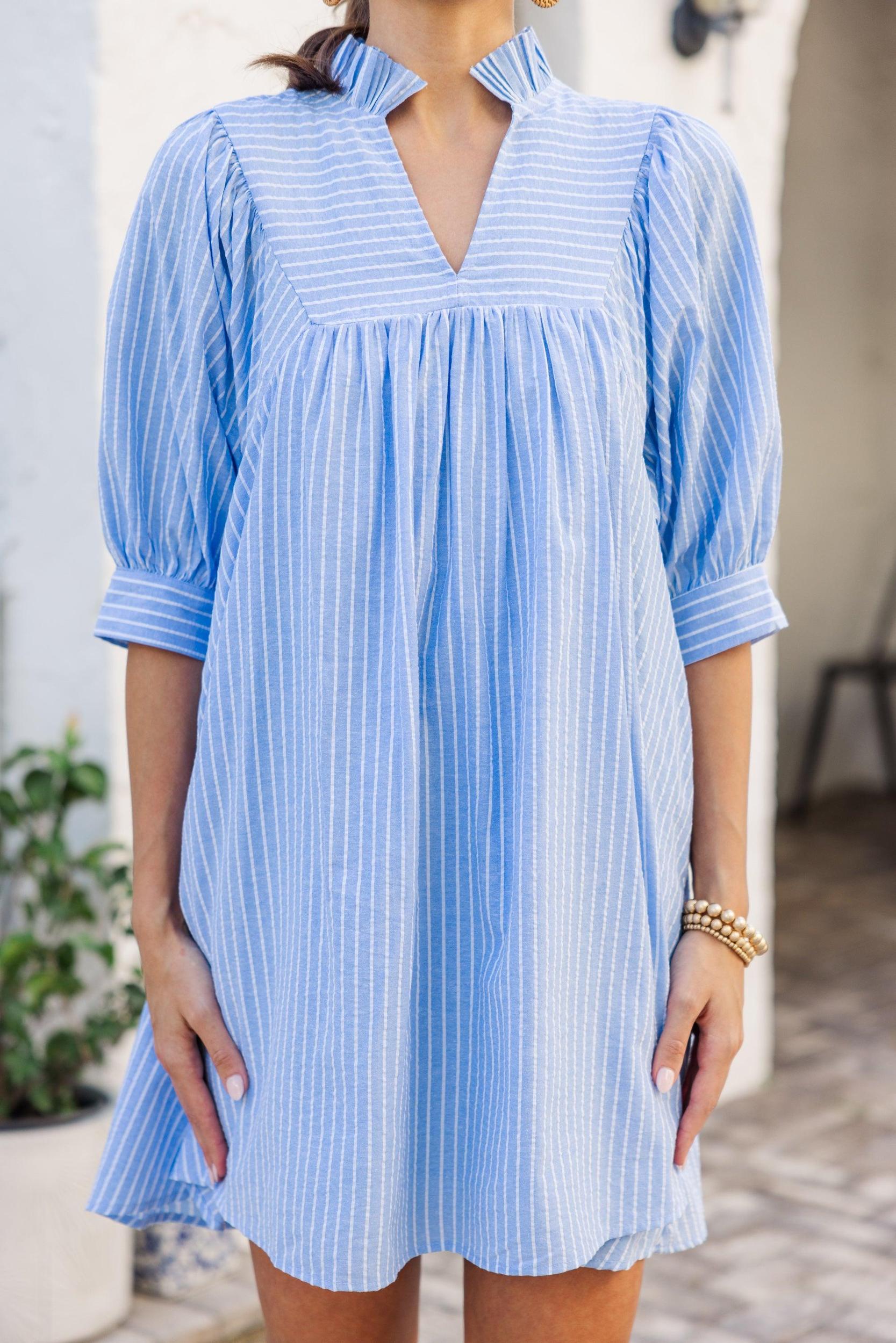 Little Moments Light Blue Babydoll Dress Female Product Image