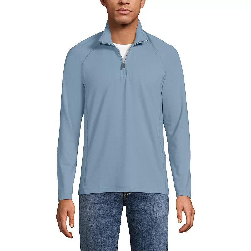 Men's Lands' End Long Sleeve Raglan French Terry Quarter Zip Sweatshirt, Size: XL, Dark Camel Grey Product Image