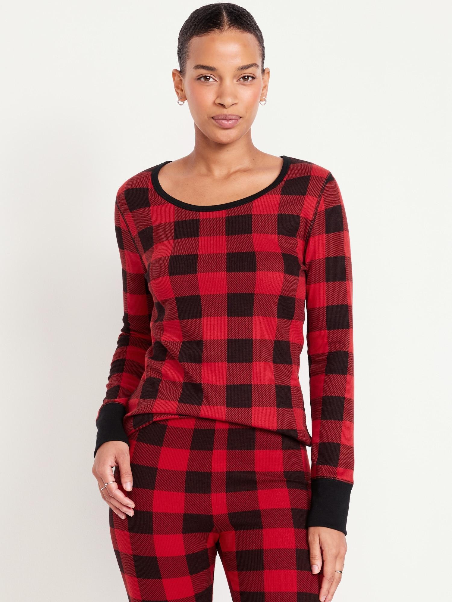 Printed Waffle Pajama Top for Women Product Image